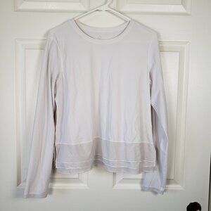 Lululemon white long sleeve top three layer flat ruffle Size 10